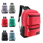 17" Basic Wholesale Backpacks in Randomly Assorted Colors - Bulk Case of 24 Bookbags