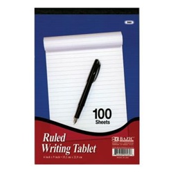 Wholesale BAZIC 100 Ct. 6" X 9" Ruled Writing Tablet  Case Pack 48