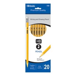 Wholesale BAZIC #2 Premium Yellow Pencil (20/Pack)  Case Pack 72