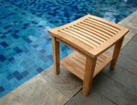 Wholesale Grade A Teak Wood Shower / Bath Room / Pool / Spa Stool Bench with Shelf