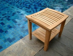 Wholesale Grade A Teak Wood Shower / Bath Room / Pool / Spa Stool Bench with Shelf