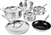 Granitestone Hammered Stainless Steel Pots and Pans Set, Tri Ply Ultra-Premium Ceramic Cookware Set with Nonstick Coating, Kitchen Set Nonstick Frying Pans, Stock Pots & Skillets, Hammered Finish
