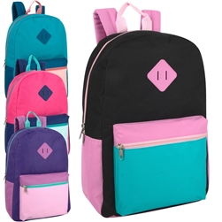 Wholesale 17 inch color block fashion Backpack