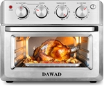 DAWAD Toaster Oven Air Fryer Combo, Countertop Convection Oven with 4 Accessories & Recipes, Easy Clean, Stainless Steel, Silver